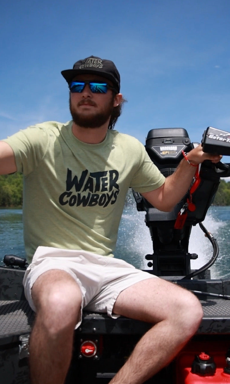 soft green tee shirt lifestyle water cowboys brand