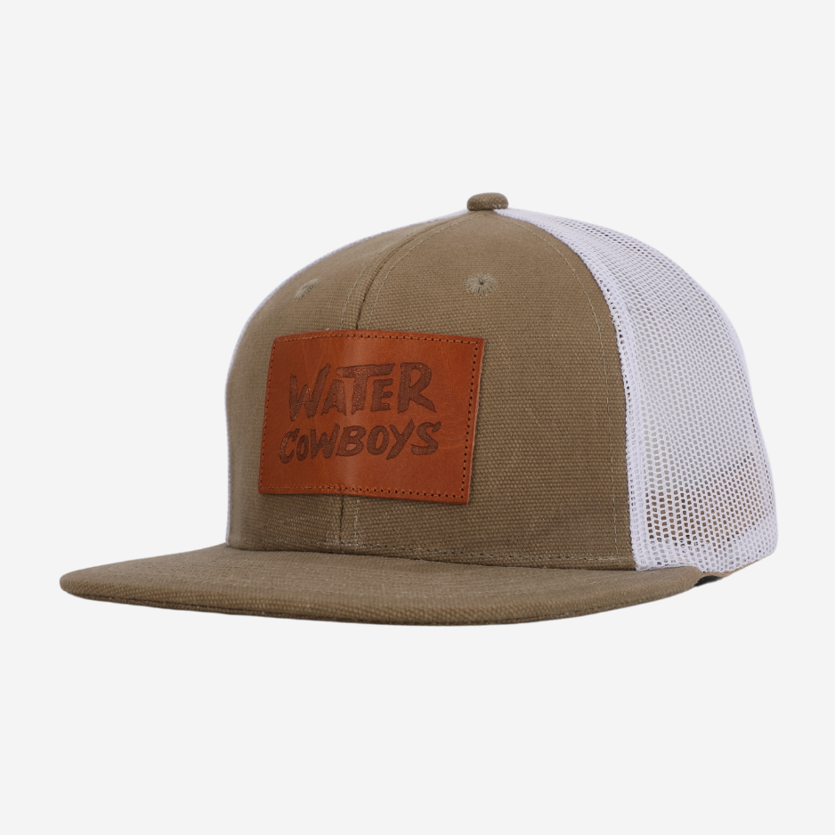 Waxed Frontier Trucker - Driftwood Leather Patch Hat