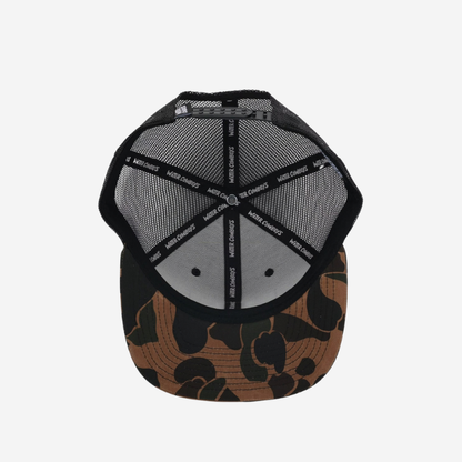 Waxed Frontier Trucker - Black and Camo Duck Boat Patch